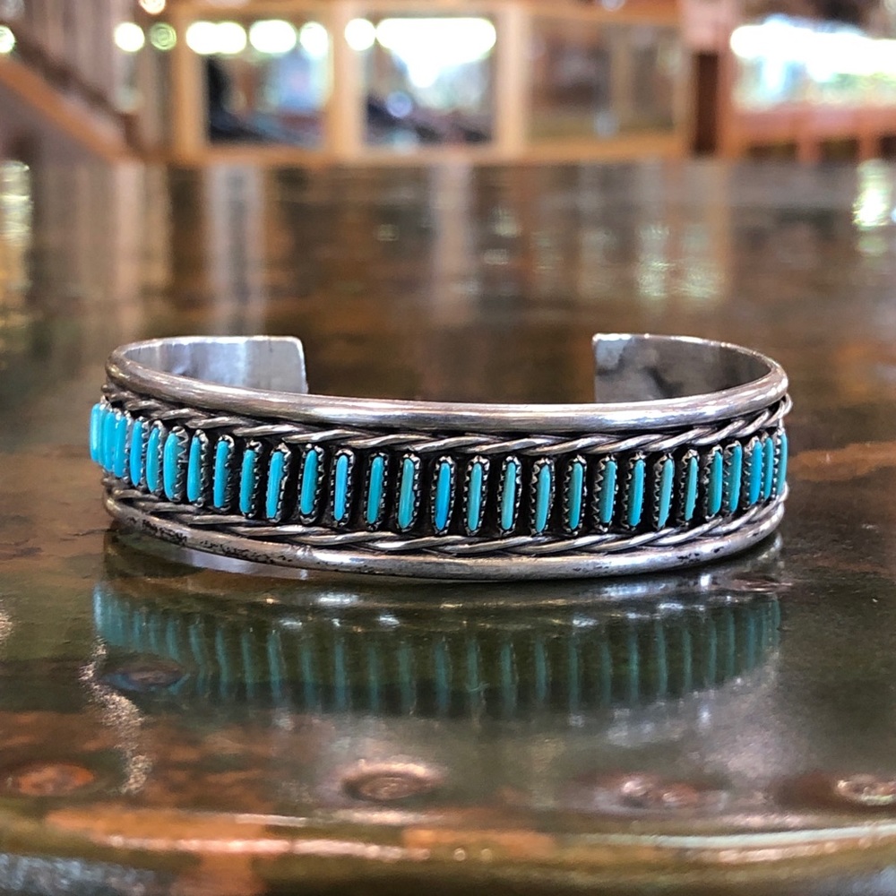 SOLD Turquoise Needlepoint Cuff Bracelet
